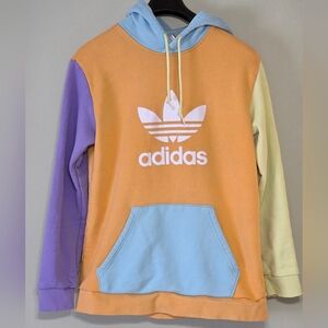 Adidas Pastel Colourblock Trefoil Orange/Blue/Purple/Yellow Hoodie Womens Large
